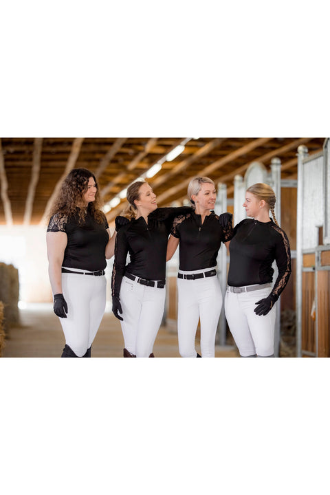 Sommerbaselayer Langarm mit Spitze für Damen, Black, oberbekleidung - Pferdekram